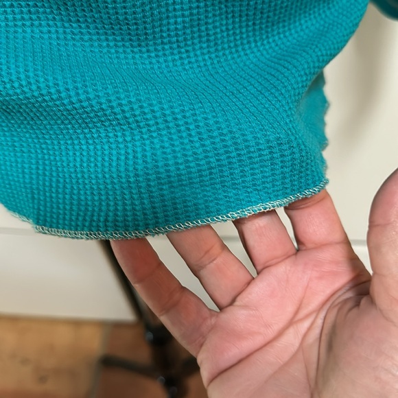 Old Navy Teal henley waffle style Hoodie - Picture 5 of 11